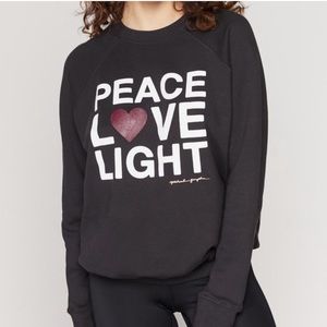 Spiritual Gangster Peace Love Light Crewneck Dark Gray Sweatshirt Size S…